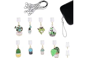 WEWAYSMILE 8 Pcs Type C Dust Plug Charm Cute Cell Phone Charms Mobile Dustproof Plugs with Charms for Most Type C USB C Cell Phone(Cactus)