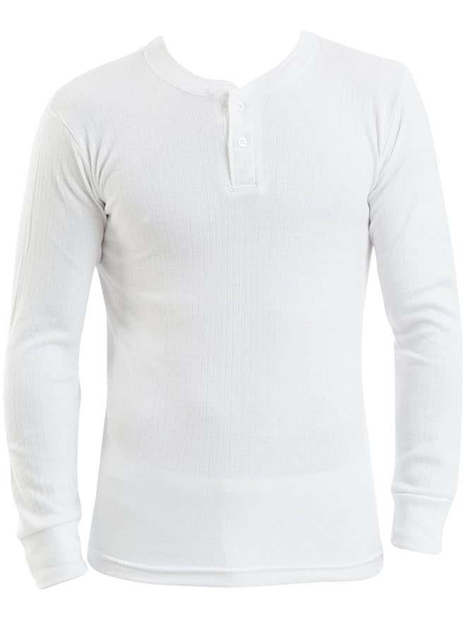 Mens Thermal Underwear Long Sleeved Vest 'Grandad Style' White/Denim Amazon.co.uk Clothing