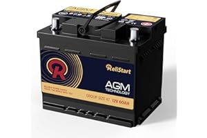 RELISTART AGM Battery BCI Group 47 Car Battery-12v 60Ah H5 Size 47 Automotive Battery, 12V Battery Start and Stop Rechargeable Auto Starting Power, Deep Cycle,105RC, 680CCA