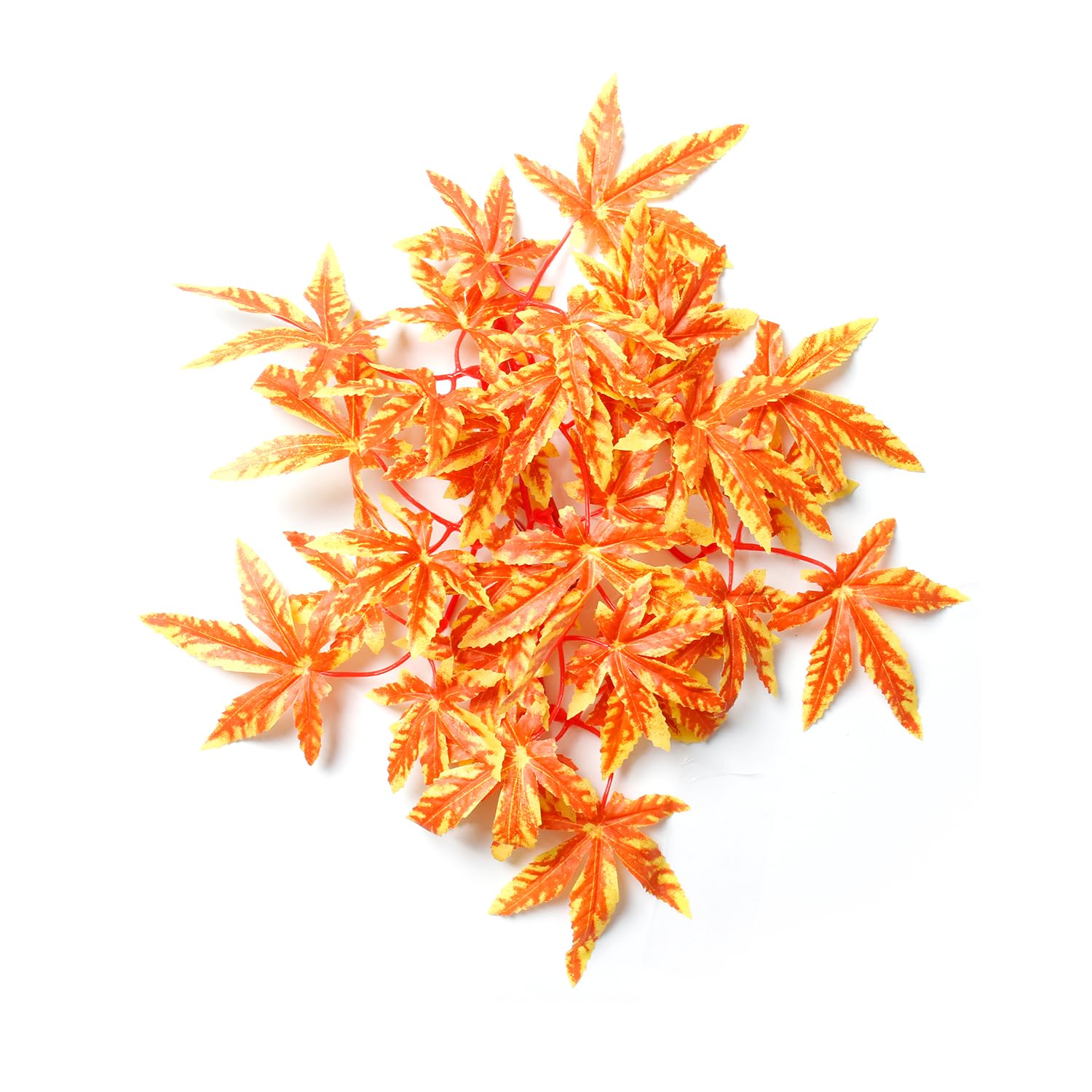 Dsoar Aquarium Decorations Plants Artificial Fake Plastic Water Grass Plants for Fish Tank Aquarium Decor Artificial Hanging Plants (Orange leaves, 12INCH)