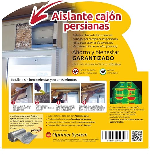Aislante Cajon Persianas - 1,2 x 0,25 mts Optim Home - Polynum (Aluminio): Amazon.es: Hogar