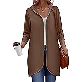 Zeagoo Women's Fall Jacket 2025 Zip Up Hoodies Long Sleeve Long Tunic Sweatshirts Oversized Fleece Casual Coat with Pocket