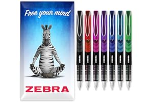 ZEBRA PEN Zebra Fuente Pen - Disposable Fountain Pens - Pack of 7 - Black, Red, Pink, Violet, Blue, Light Blue & Green - In Zebra Cardboard Gift Box