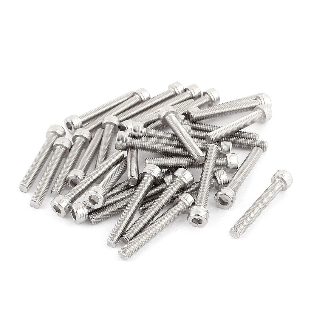 Sourcingmap M5x35mm Thread 304 Stainless Steel Hex Socket Head Cap Screw Bolt DIN912 35pcs