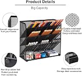 Marbrasse Mesh Desk Organiser Black 9 Compartments Pen Holder Rack view 2