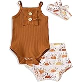 AMAWMW Newborn Baby Girl Summer Clothes Ruffle Ribbed Romper Vintage Floral Bloomers Shorts Outfit Infant Gift Set