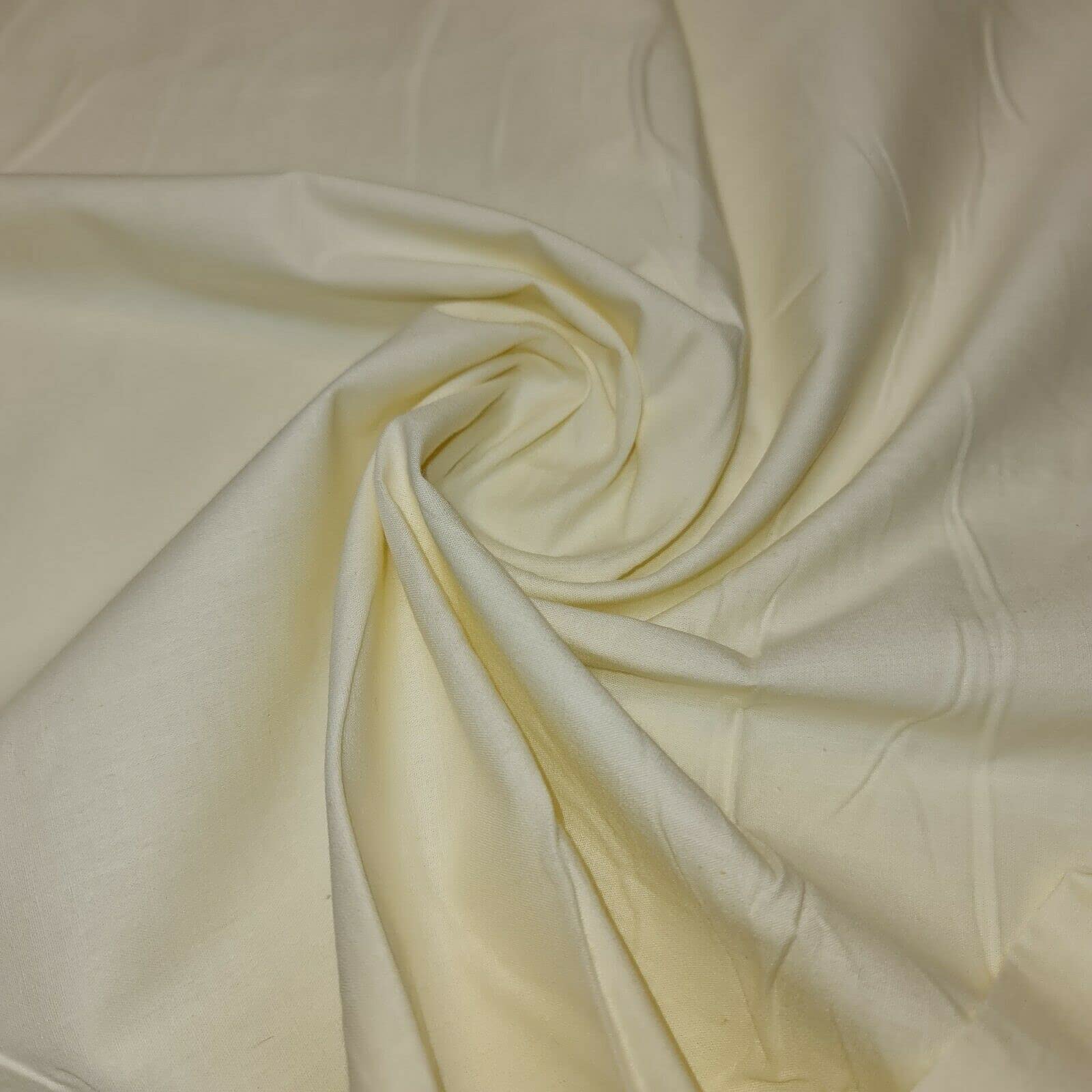 TEXTILE STATION 100% Cotton Fabric 112cm Wide Plain Cambric Poplin (Butter Cream, 10 Meter)