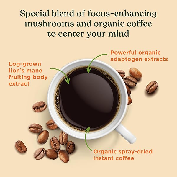 FOUR SIGMATIC FOCUS ORGANIC MUSHROOM COFFEE | INSTANT MUSHROOM COFFEE MIX WITH LION’S MANE, CHAGA AND RHODIOLA FOR BETTER FOCUS AND IMMUNE SUPPORT | 10 PACKETS