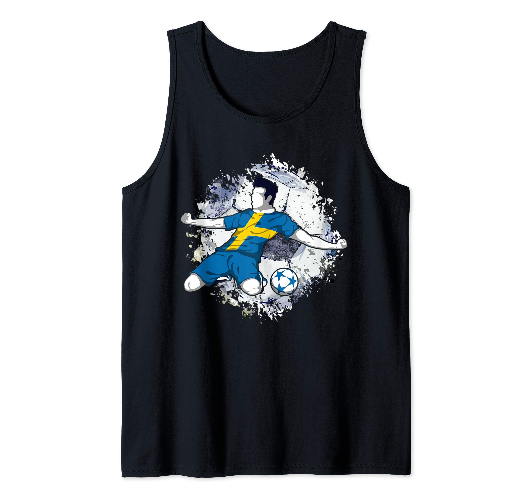 Sweden Soccer Swedish National Flag Football Striker Design Tank Top