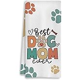 COWEB Dog Mom Gifts Kitchen Towels, Dog Lovers Owners Gifts for Women, Colorful Dogs Paws Hand Towels for Bathroom, 16x24 Inches