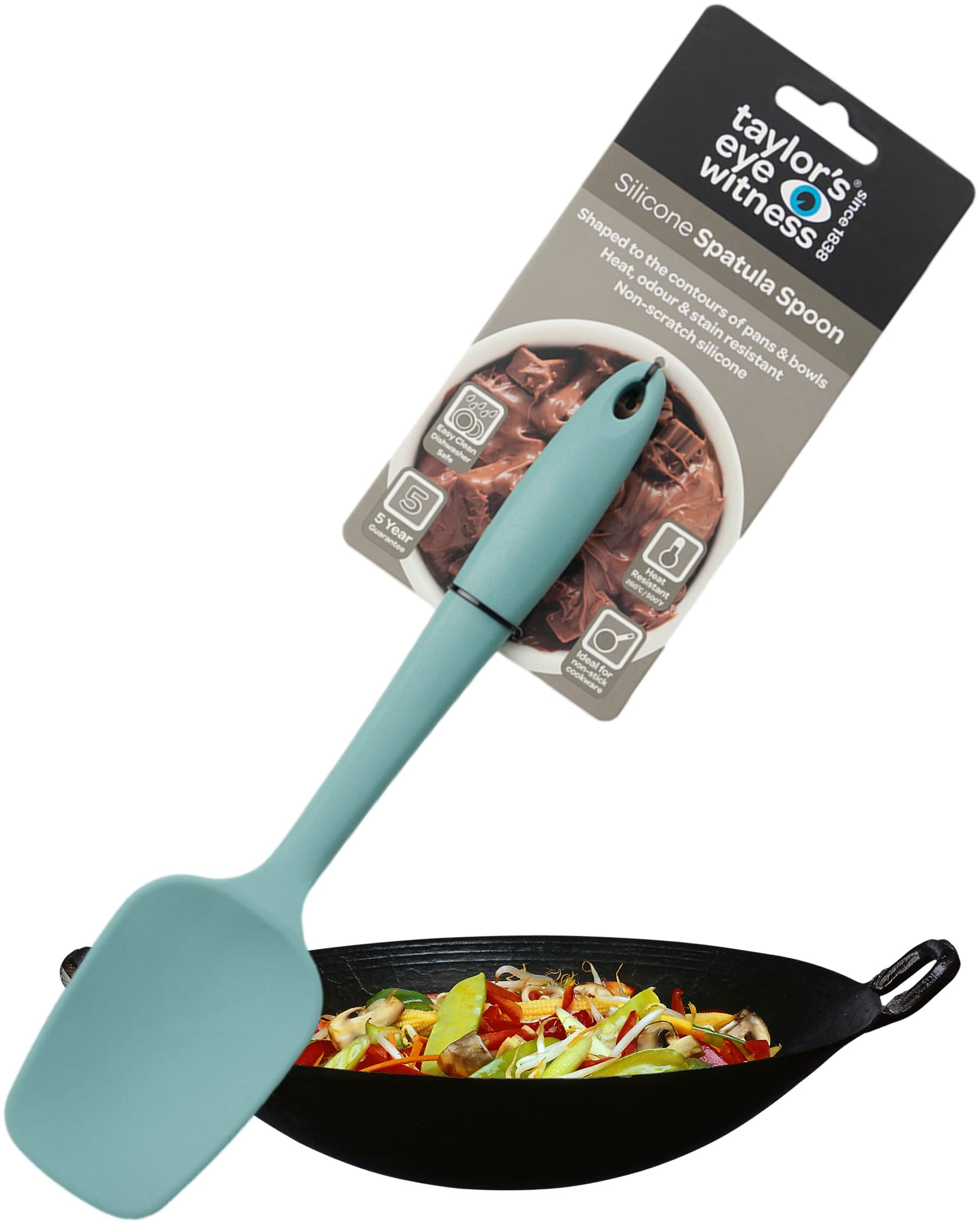 Taylors Eye Witness Large Aqua Blue Silicone Spatula Spoon – Dishwasher Safe, Heat Resistant (260°C/500°F), 27cm/11 inch