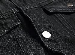 LAMKUKU Mens Denim Jacket Ripped Slim Jean Jacket