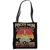 Pisces Mom Zodiac Star Sign Meditation Yoga Vintage Tote Bag