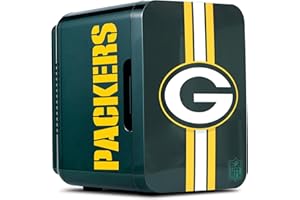 Ukonic NFL Green Bay Packers 6-Can Mini Fridge – 4L Thermoelectric Cooler, AC/DC Powered, Portable, Team Logo, for Home, Car, Tailgates & Travel