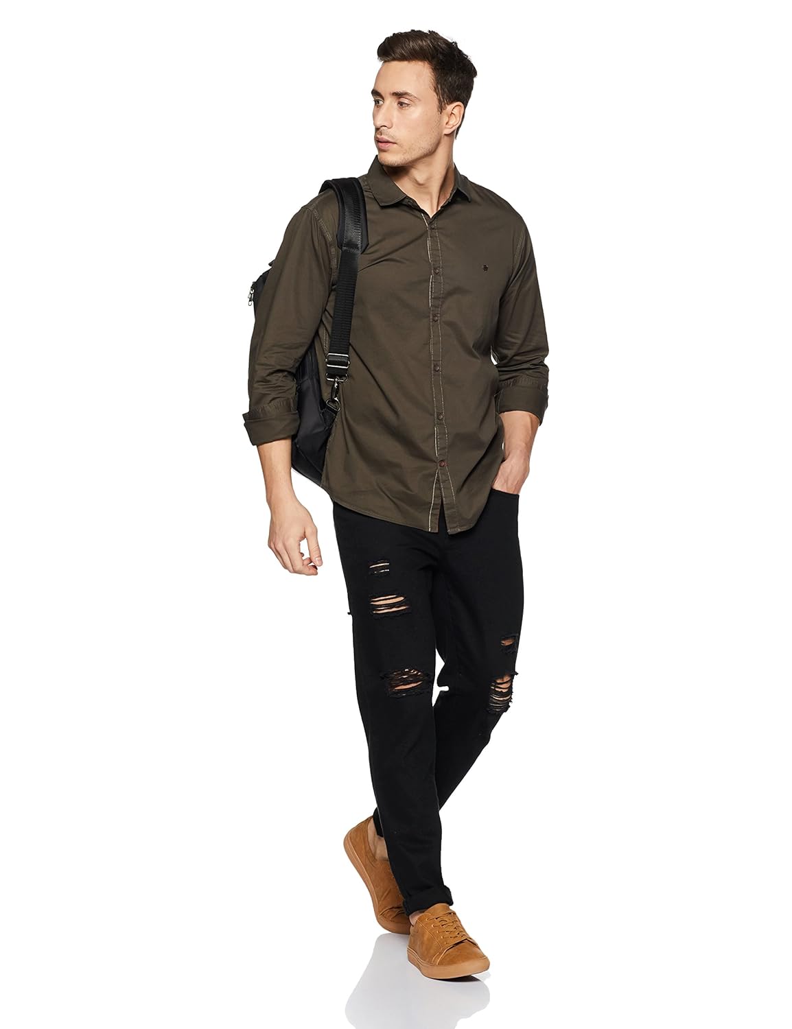 spykar men's checkered slim fit casual shirt