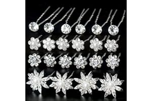 SUMAJU 40 Pieces Bridal Hair Pins, Clips and Barrettes with Crystal Pearl Flowers, Women's Proms Hair Jewelry Accessories, Gift Stocking Stuffers for Girls