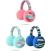Fourluoo 3 Pcs Winter Earmuffs for Kids Outdoor Warm Furry Knitted Ear Warmers Soft Plush Comfortable for Boys Girls