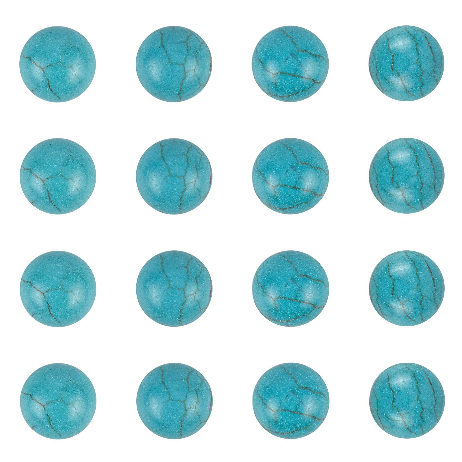 arricraft 100 Pcs Synthetic Turquoise Gemstone Cabochons, 8mm Half Round Flat Back Dome Dark Cyan Gemstones for Jewellery Making