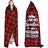 Wife Hooded Blanket, Funny Wearable Throw Gift from Husband, Mother's Day Present