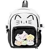 ZingZaak Kawaii Cat Ita Bag,Pin Purse,Pin Display Backpack Bag with Insert,For Daily Use and Cosplay(black-white,small)