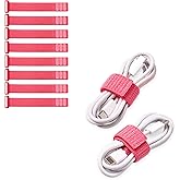 Wrap-It Storage Cinch Straps - 5" (8-Pack) Coral | Appliance Cord Organizer and Cable Ties for Chargers and Home Office Accessories
