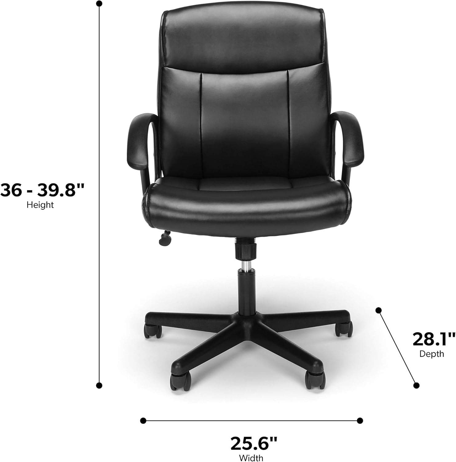 OFM Essentials Collection Bonded Leather Chair, Black: Furniture & Decor