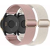 Kollody 2 Pack Stretchy Nylon Watch Bands Compatible with Garmin Vivoactive 5/6/Forerunner 55/165,20mm Soft Elastic Fabric Adjustable Replacement Sport Straps for Garmin Venu Sq 2 Women Men