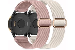 Kollody 2 Pack Stretchy Nylon Watch Bands Compatible with Garmin Venu/Venu Sq,20mm Loop Soft Elastic Straps for Garmin Vivoactive 3/5,Venu 2 Plus/sq 2,Forerunner 165/645/55/245 Music Women Men