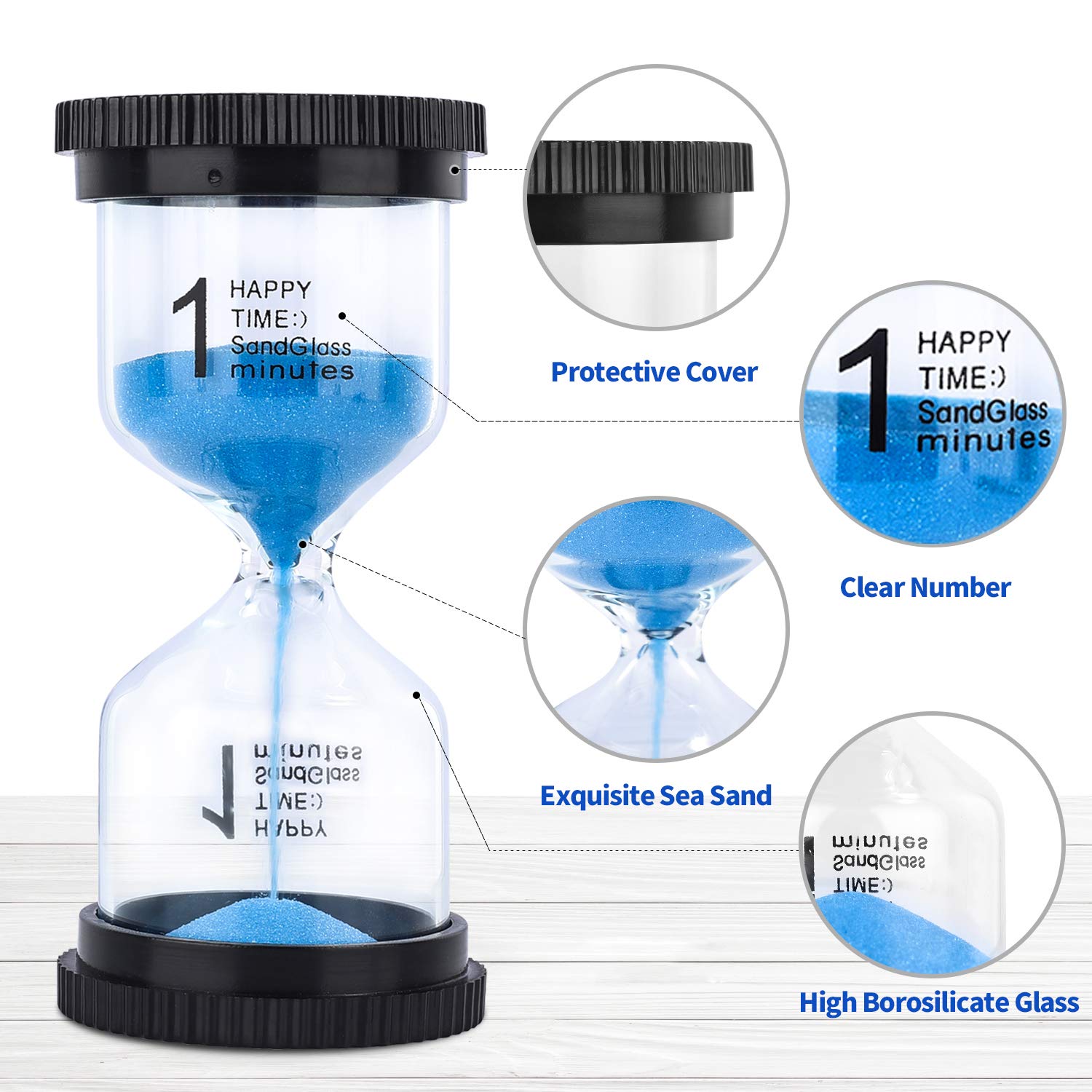 Sand Timer, 4 Colors Hourglass Sandglass Timer Sand Clock 1min/ 3mins/ 5mins/ 10mins for Kids, Games, Toothbrush Timer, Classroom, Kitchen Use, Home Office Decoration