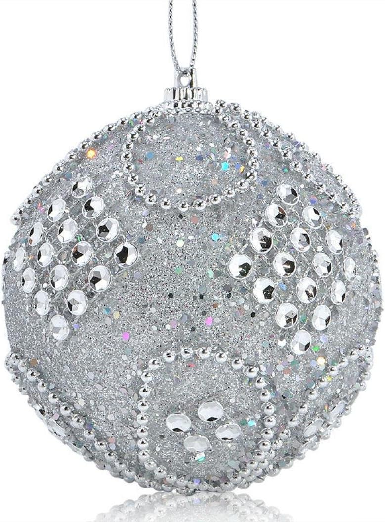Prevently Brand New Bright Shiny Color 8CM Sticky Diamond Ball Christmas Rhinestone Glitter Baubles Balls Xmas Tree Ornament Home Party Decoration