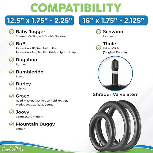 EcoEarth Inner Tube Tire Replacements, Two 16” x One