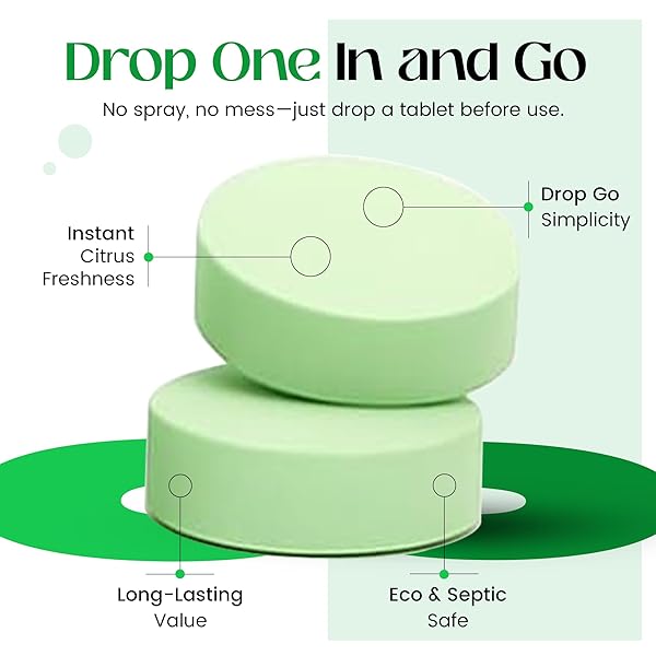 TOILET DEODORIZER TABLETS – DROP ONE IN AND GO – 60 COUNT CITRUS SCENT – ODOR ELIMINATION FOR BATHROOM – REPLACES TOILET SPRAY – LONG LASTING – FRESH BOWL FRESHENER