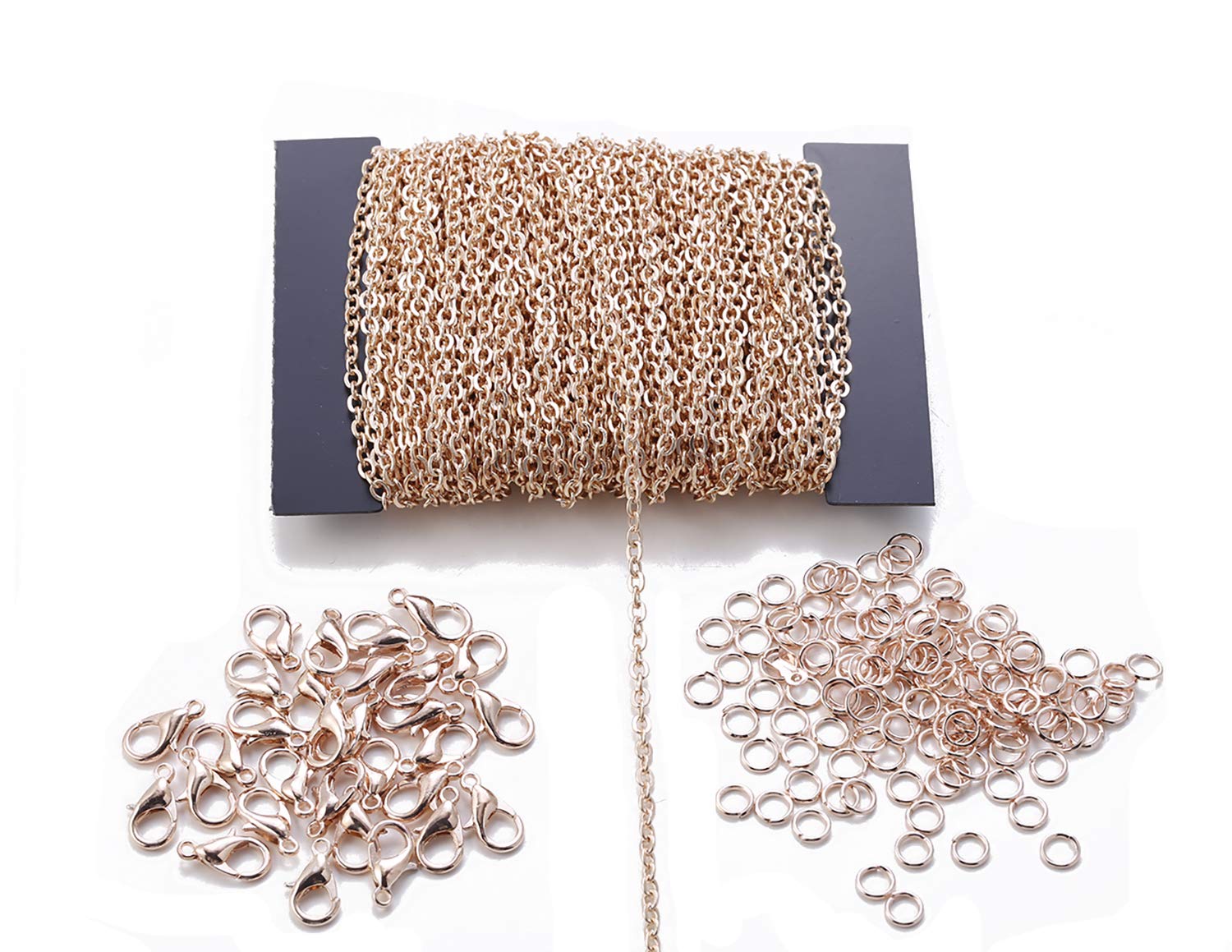 39 Feet Plated Round Cable Link Chain Necklace with 30pcs Lobster Clasps and 100pcs Open Jump Ring for DIY Making Bracelet Necklace Jewelry Accessories (KC gold, Link size: 2 x 3 mm)