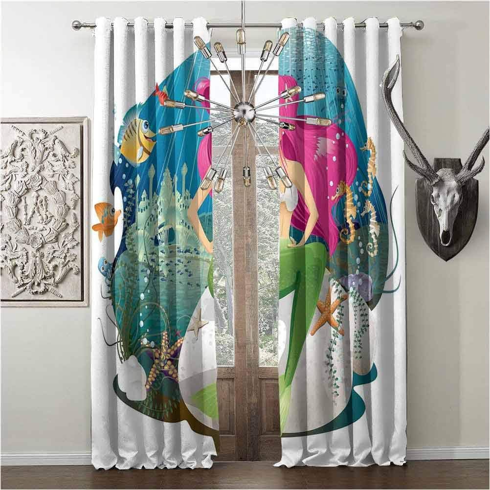Amazon.com: hengshu Blackout-Curtains, Mermaid Decor, Blackout Drapes