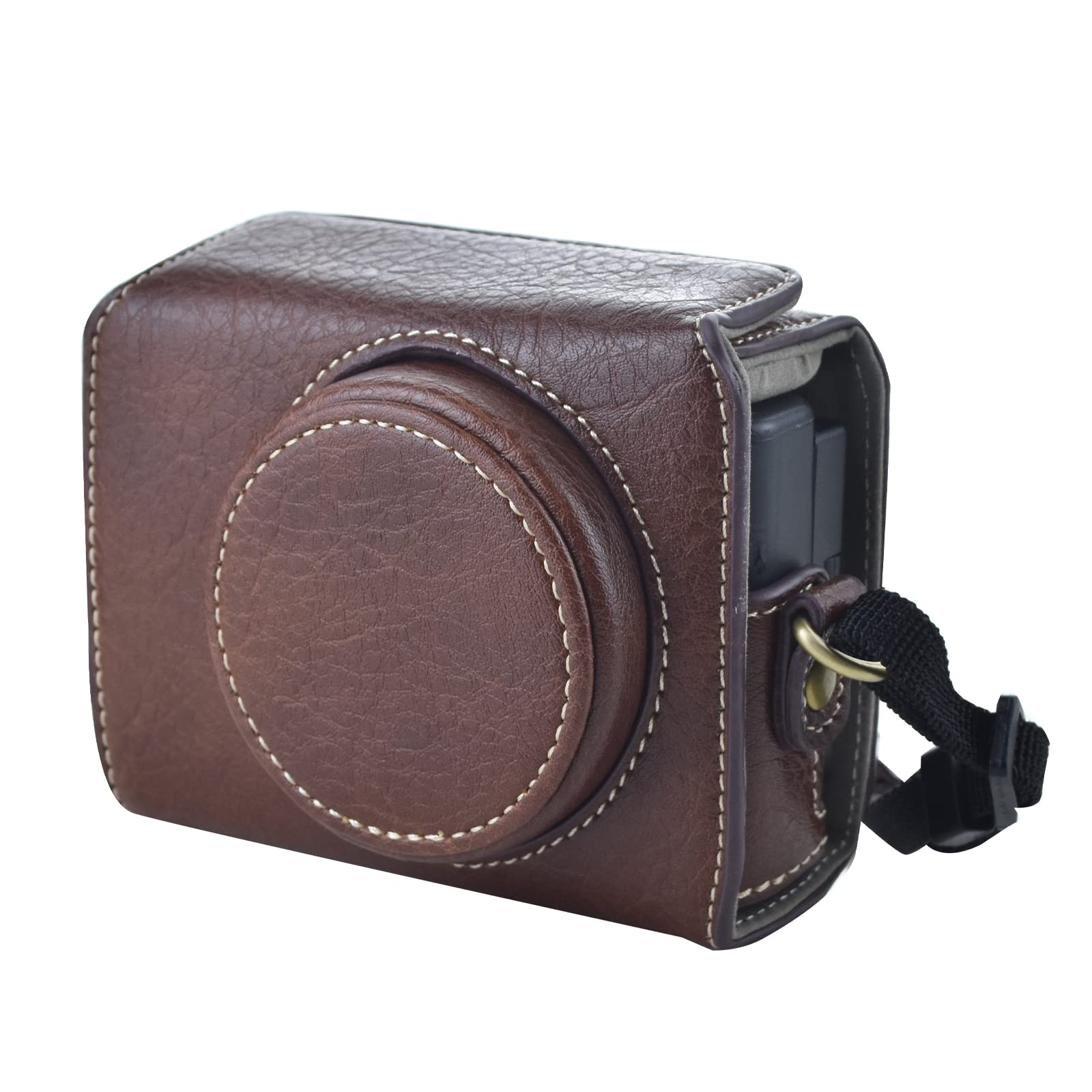 Rieibi ZV1 Case - Vintage PU Leather Camera Case for Sony ZV1 ZV-1 DSLR Camera - Protective Case with Strap - Coffee