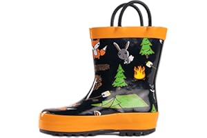 NORTY Rubber Rain Boots for Kids - Waterproof Rubber Boots Boys and Girls Solid & Printed Rainboots for Toddlers and Kids