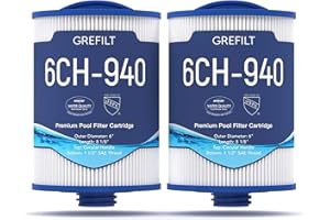 Grefilt 6CH-940 Spa Filter Compatible with Unicel, Pleatco PWW50P3, Filbur FC-0359, Waterway 817-0050 Front Access Skimmer, SAE Thread, 45 sq.ft. 2-Pack
