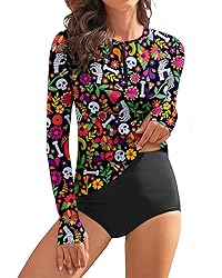 WOWENY Women Rash Guard Long Sleeve Swim Shirts UPF