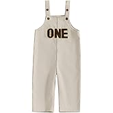 Honganda Baby Boy 1st Birthday Outfit One Embroidery Jumpsuit Sleeveless Corduroy Suspender Pants One Year Old Overalls