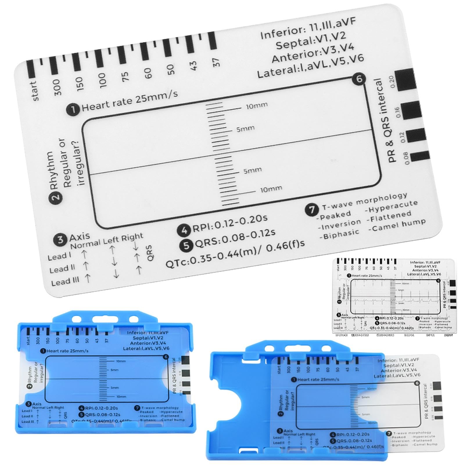 Photo 1 of 2 Pack ECG 7 Step Ruler for ECG/EKG Interpretation, ECG Reference Guide Plastic Ruler ECG Ruler Plastic Ruler Measuring Tool Transparent EKG Calipers Measuring Tool, Follow a 7 Step Plan