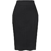 Seta T Women's Knit Pencil Skirts Elastic High Waist Stretchy Casual Bodycon Sweater Midi Skirt