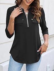 Halife 3/4 Sleeve Tops for Women Lightweight V Neck