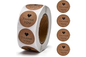 1 Roll Thank You Stickers Roll for Small Business Burlywood Round Seal Paper Label Sticker for Baking Packaging Homemade Gift