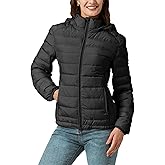YZG Down Jacket for Women Lightweight Long Sleeve Quilted Puffer Coat with Detachable Hooded