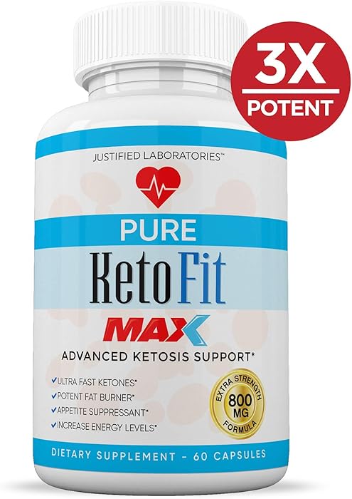 Pure Keto Fit Max 1200MG Keto Pills Advanced BHB Ketogenic Supplement Exogenous Ketones Ketosis for Men Women 60 Capsules 1 Bottle