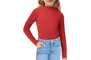 Arshiner Girls Long Sleeve Mock Turtleneck Shirts Slim Fit Casual Base Layer Top Tee