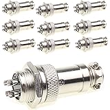 Aviation Plug Connector 10 Pairs Male Female Panel Metal Wire Connector 16mm Socket (4 Pins 10-Pack)