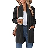 Zeagoo Women Long Cardigan Sweaters Lightweight Open Front Duster Knit Fashion Sweater Coats Trendy Cardigans with Pocket
