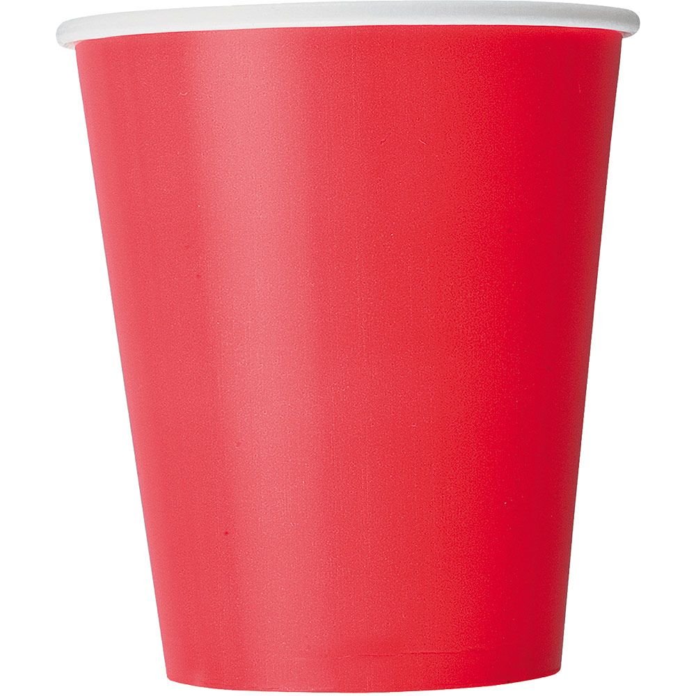 Ruby Red Solid Paper Cups (9oz) 14 Count - Vibrant, Eco-Friendly Disposable Drinkware for Parties and Events