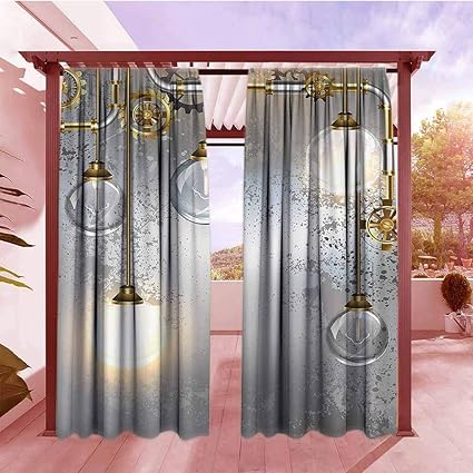 Amazon Com Rod Pocket Window Curtain Industrial Decor Steampunk